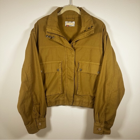 Pilcro X Anthropologie Utility Bomber Jacket Camel Tan Size Large capsule - Picture 3 of 15